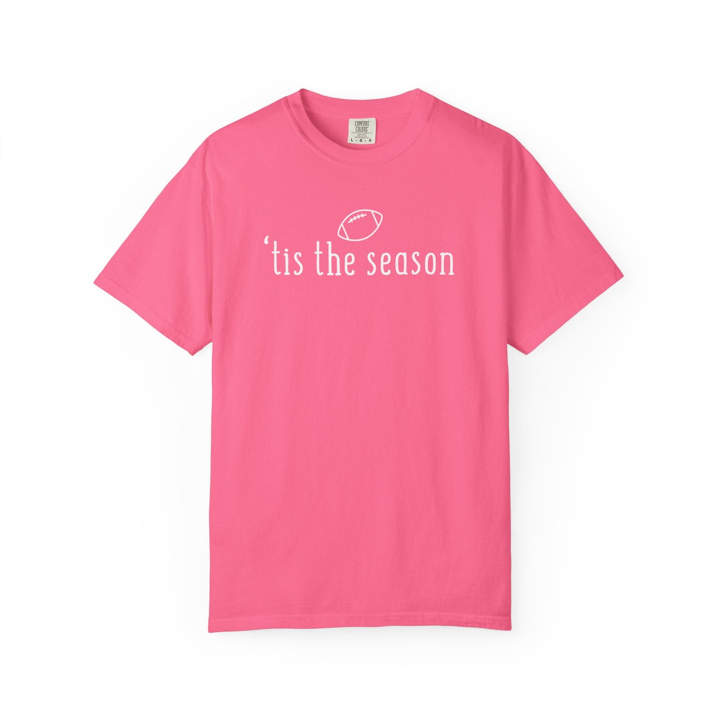Bedford Bison Tis The Season Football T-Shirt Comfort Colors Penn State Football, Pink Football Shirt
