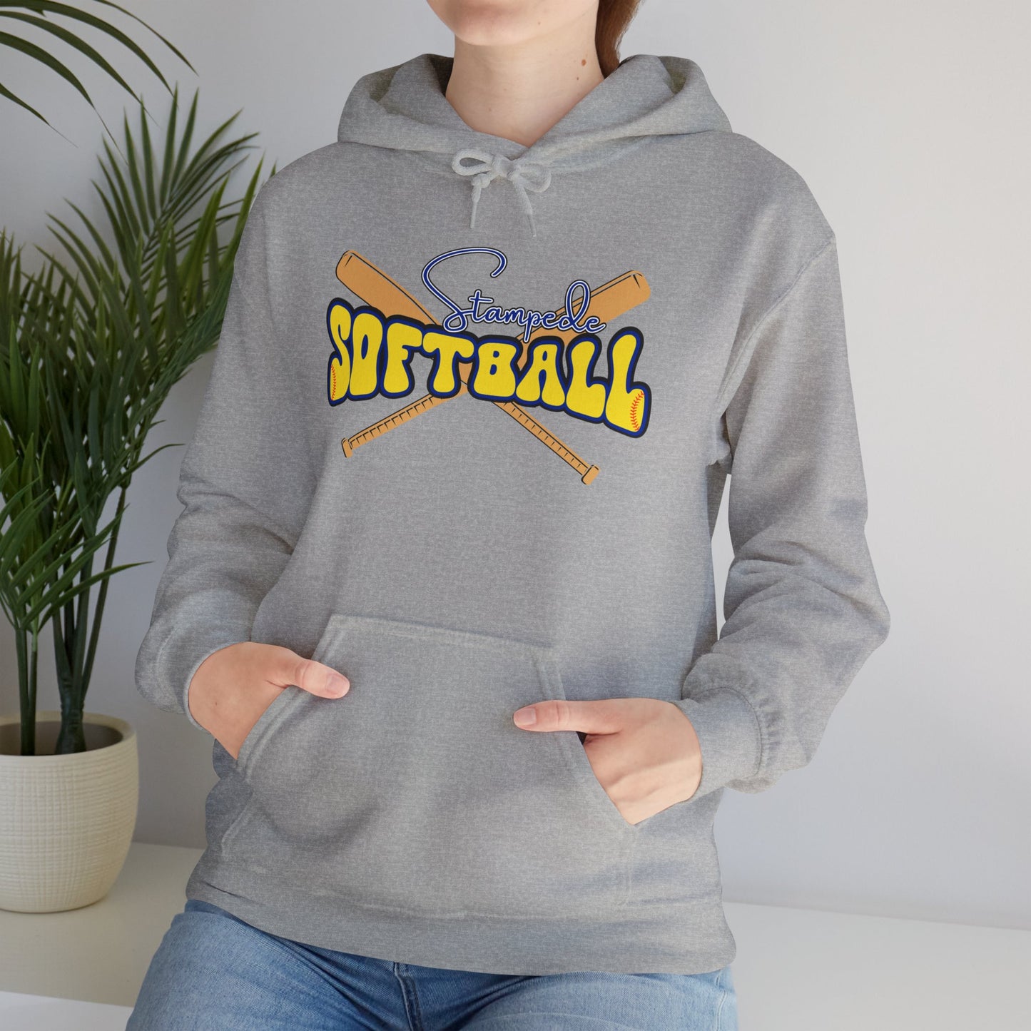 Stampede Softball Unisex Heavy Blend Hooded Sweatshirt for Parents Grandparents, Softball Game Day Crew Neck, Sports Fan Apparel, Team Spirit Crewneck Sweater