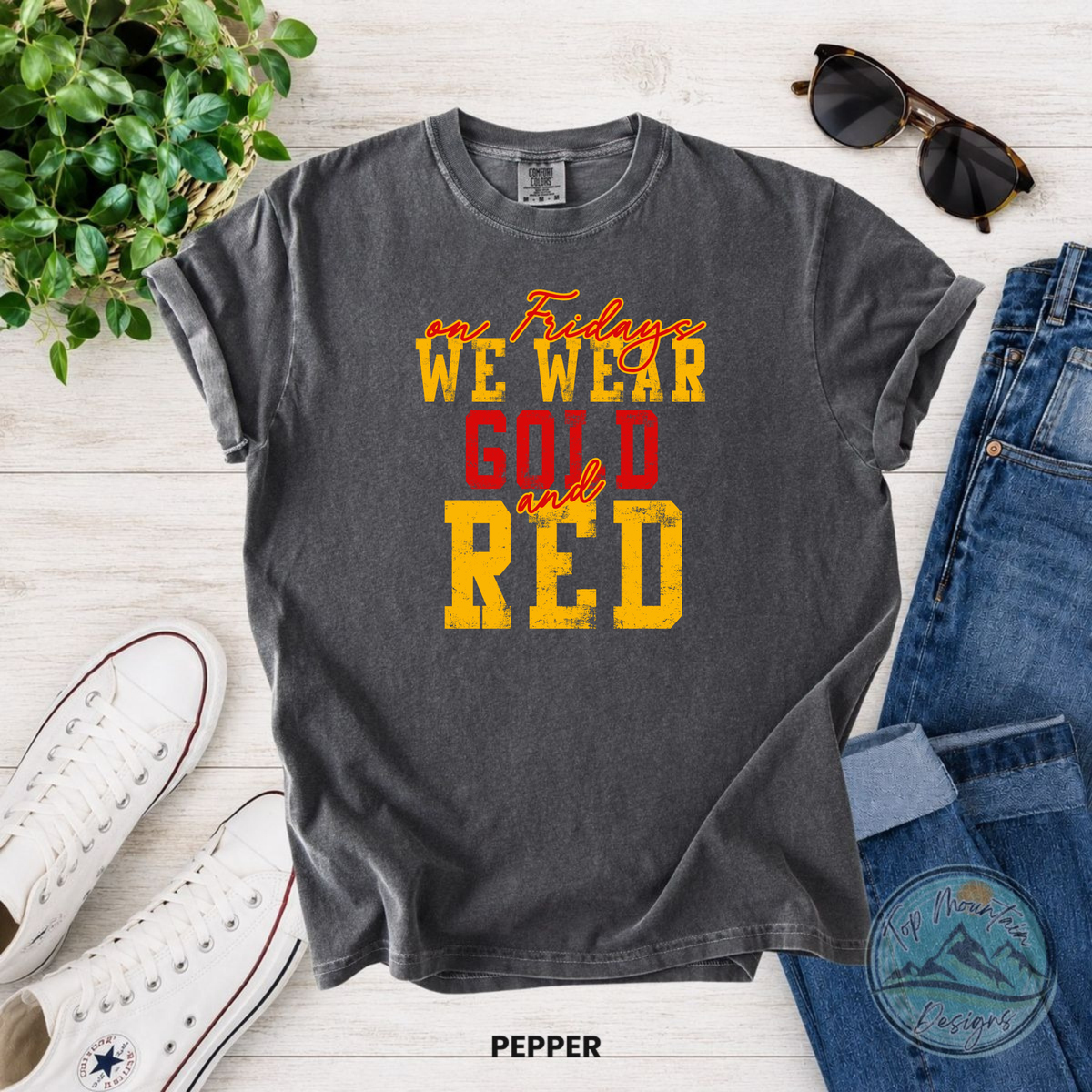 On Fridays We Wear Gold & Red