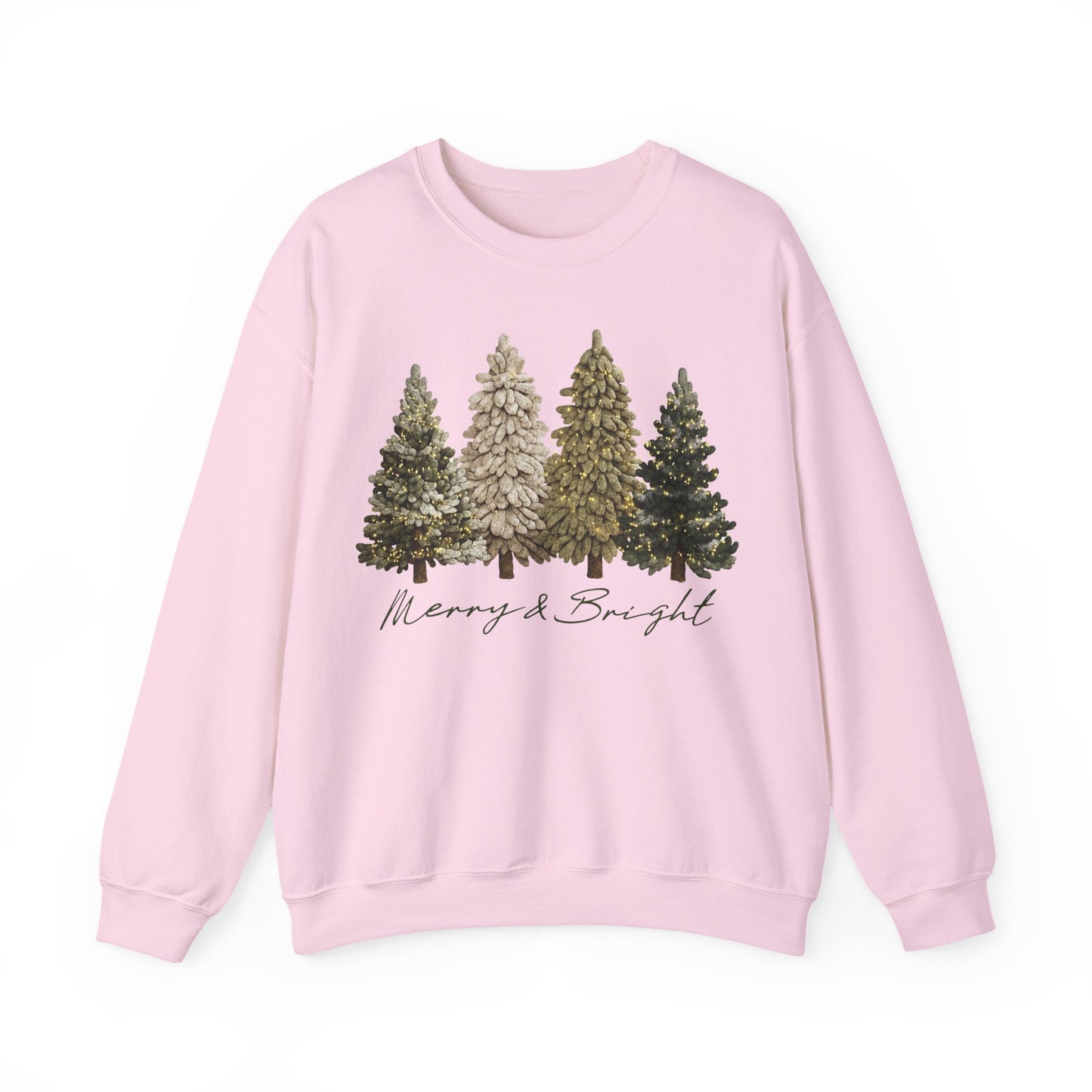 Merry & Bright CREWNECK Sweatshirt Latch Hook Yarn Faux Merry and Bright, Christmas Tree, Merry Christmas, Yarn Crochet Xmas Tree, Christmas