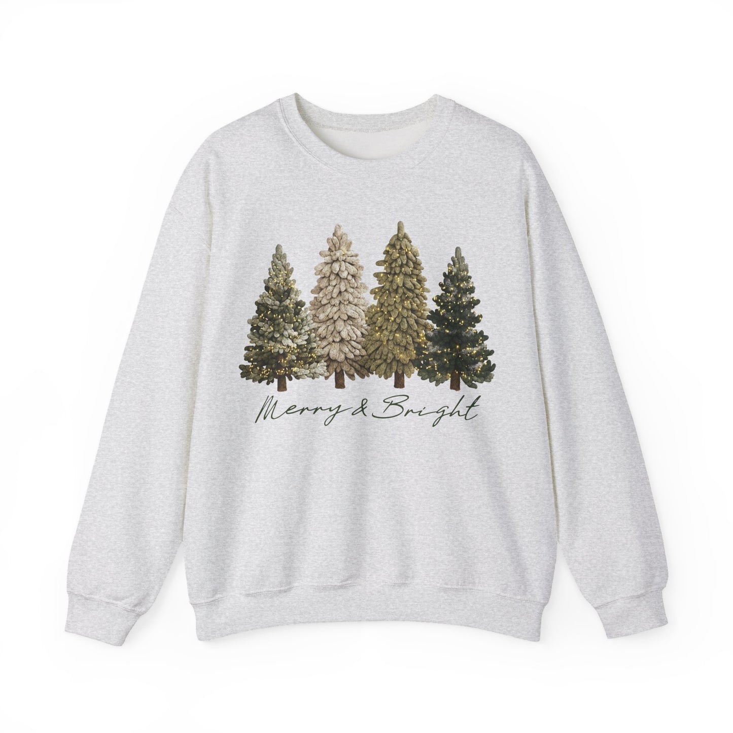 Merry & Bright CREWNECK Sweatshirt Latch Hook Yarn Faux Merry and Bright, Christmas Tree, Merry Christmas, Yarn Crochet Xmas Tree, Christmas