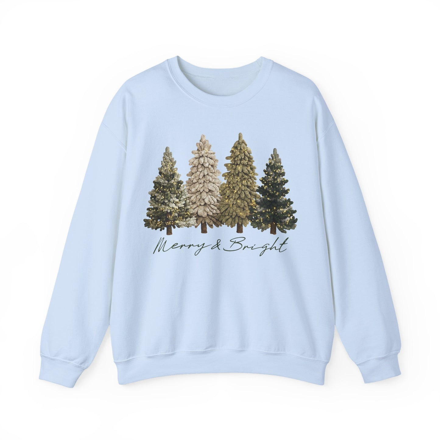 Merry & Bright CREWNECK Sweatshirt Latch Hook Yarn Faux Merry and Bright, Christmas Tree, Merry Christmas, Yarn Crochet Xmas Tree, Christmas