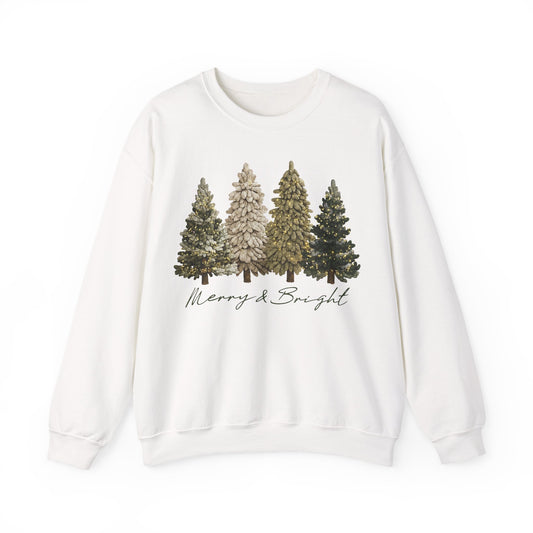 Merry & Bright CREWNECK Sweatshirt Latch Hook Yarn Faux Merry and Bright, Christmas Tree, Merry Christmas, Yarn Crochet Xmas Tree, Christmas