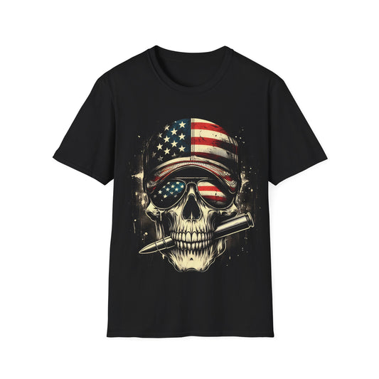 Red White & Blue Skull Bullet T-Shirt, 4th of July Shirt, Independence Day Tshirt