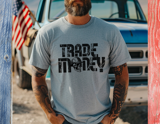 Trade Money T-shirt,  Skull with Hard Hat Tee, Tradesman, Industrial Trade Worker Shirt, Construction Worker Gift, Gift for Men, Blue Collar