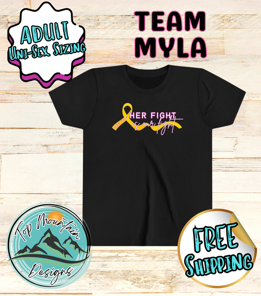 TEAM MYLA  Fighting Childhood Cancer T-Shirt