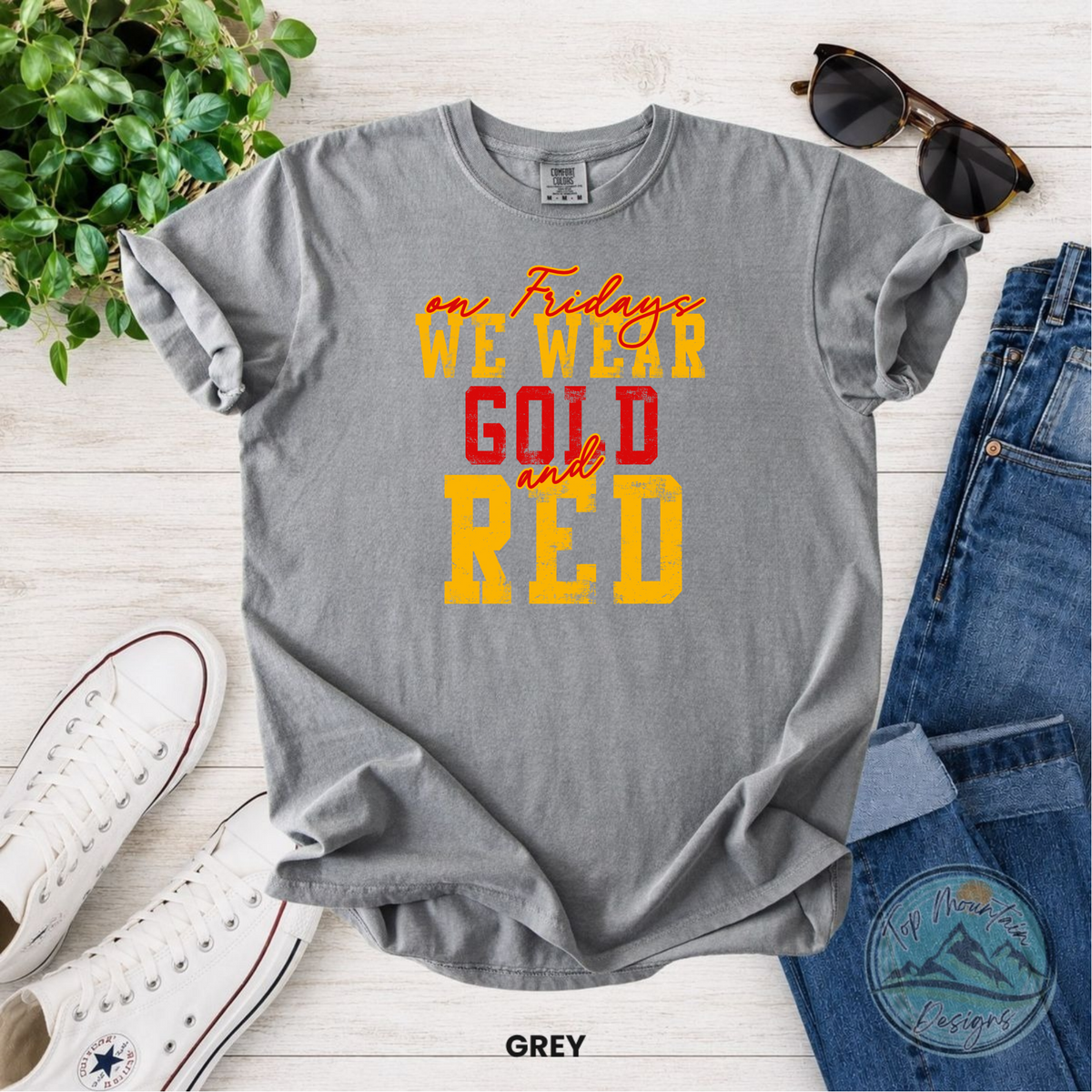 On Fridays We Wear Gold & Red
